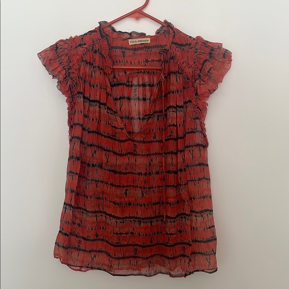 Ulla Johnson Red and Black Striped Blouse